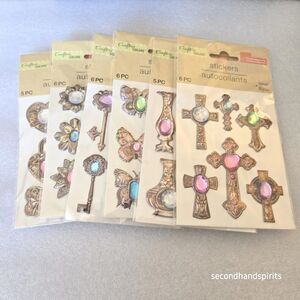 NEW Crafters Square 6 Pkgs Bejeweled Metallic Stickers  Steampunk Victorian